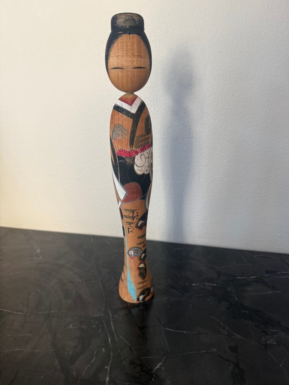 Signed Vintage Japanese Creative Kokeshi Doll 12” Hand Carved Wood Japan